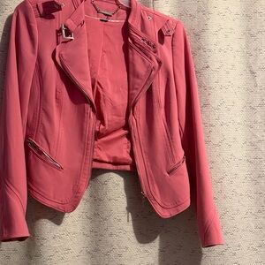 White House Black Market Coral Leather Jacket